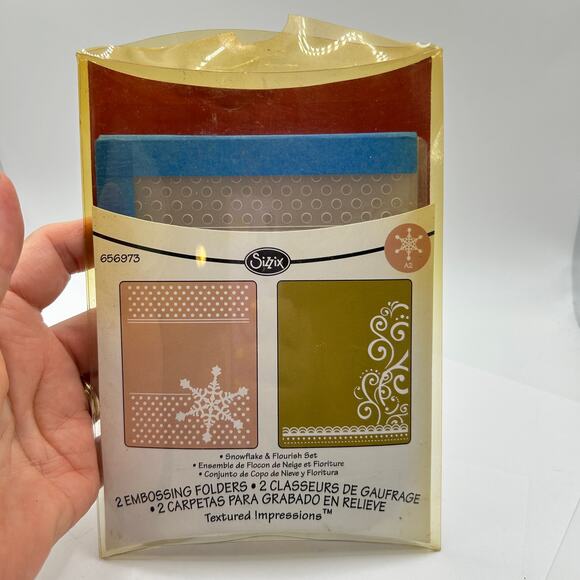 Sizzix 656973 Snowflake & Snowballs Flourish & Lace Set 2 Embossing Folders - Picture 1 of 2